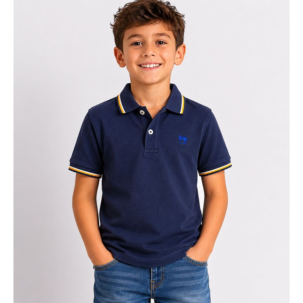 Scotch & Soda Kids Boys Pique Polo Contrast Shirt Blue Size 8 US